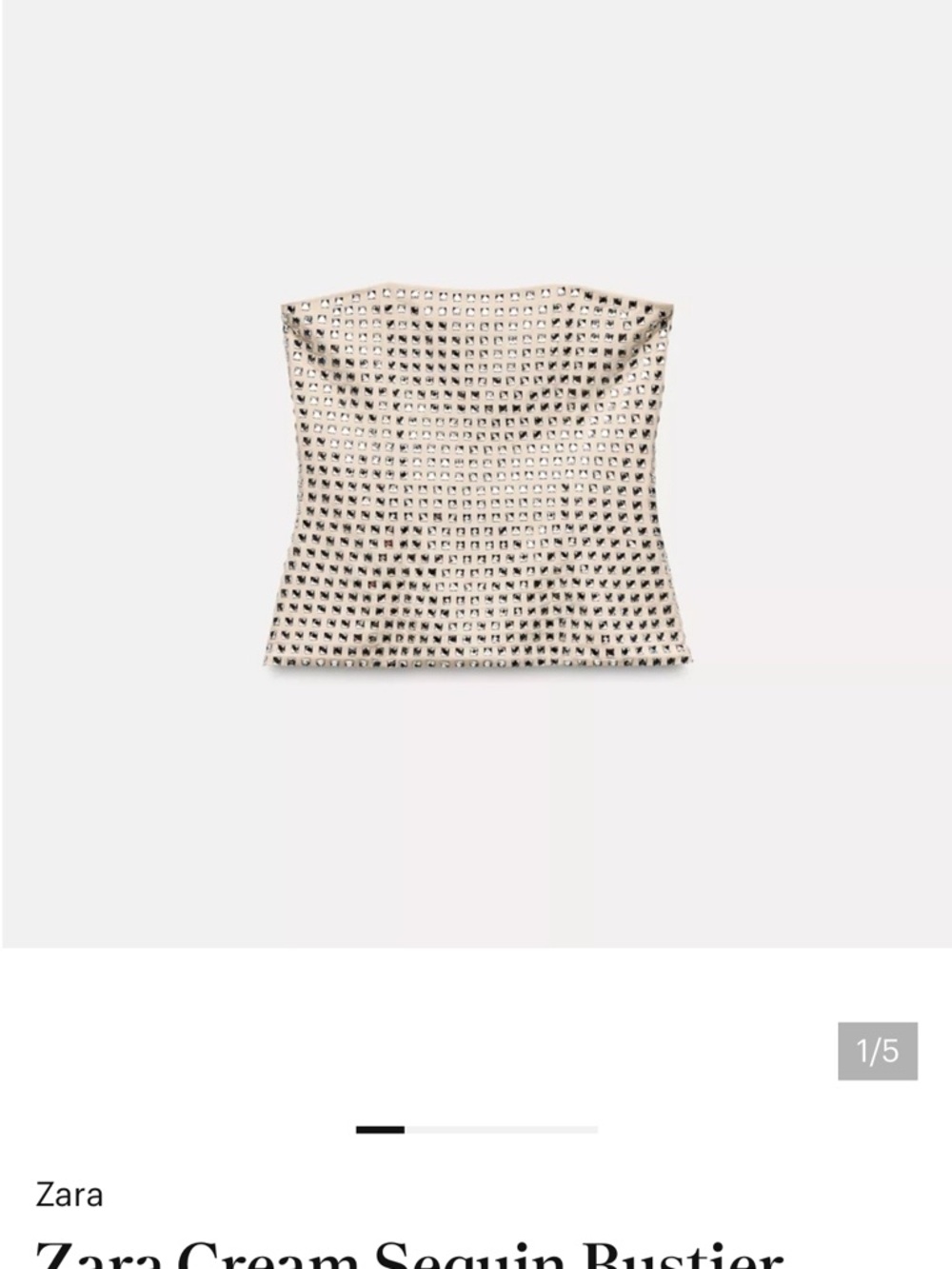 Zara Cream Sequin Strapless Bustier Top
